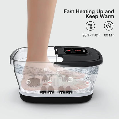 HOSPAN Collapsible Foot Spa with Heat, Bubble, Red Light, and Temperature Control, Foot Bath Massager with 8 Shiatsu Massage